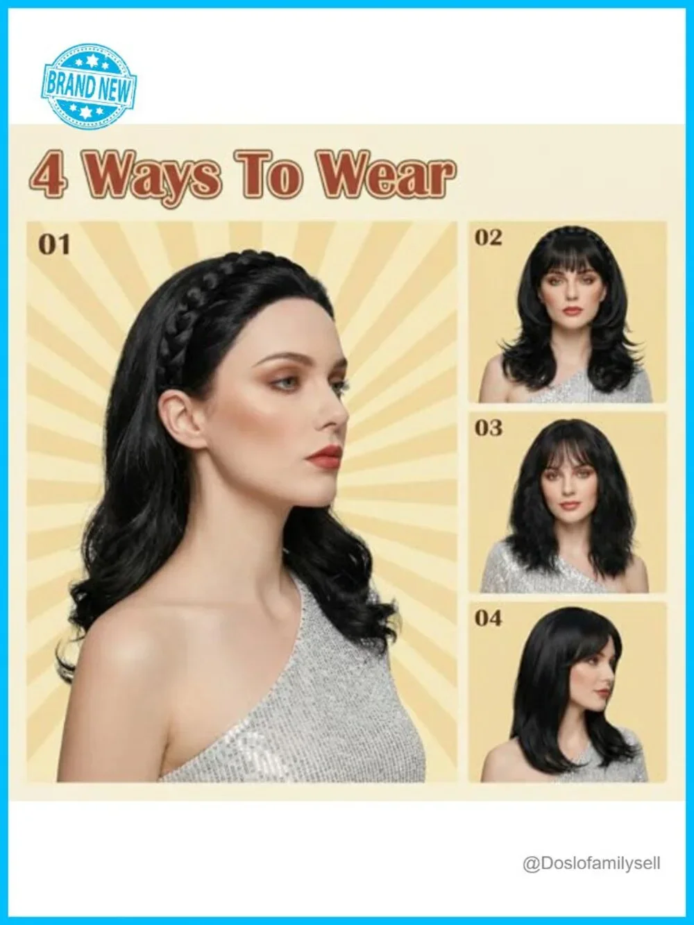 2pcs Braided Headbands With Detachable Clip-in Bangs Synthetic Hair